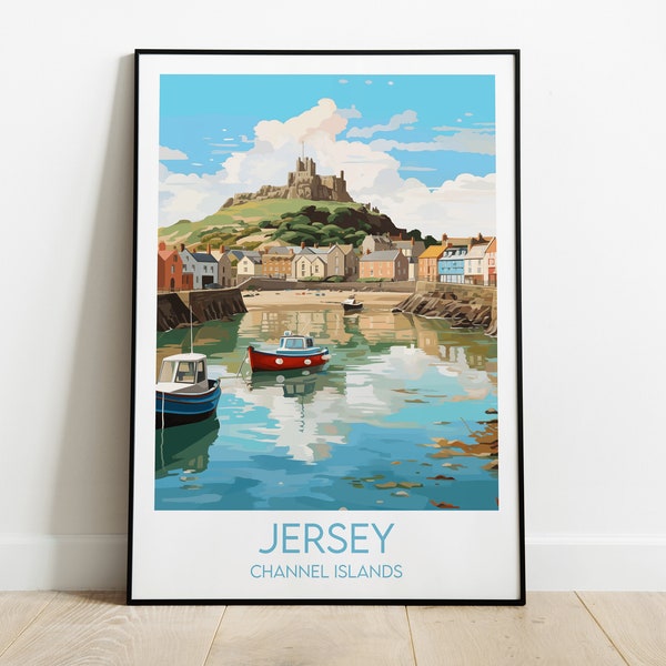 Jersey Travel Print - Channel Islands Poster - Custom Personalised Wedding Birthday Gift