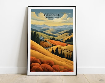 Georgia Travel Print - United States Poster - Custom Personalised Wedding Birthday Gift