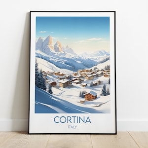 Cortina d&#39;Ampezzo Travel Print - Italy Ski Poster - Custom Personalised Wedding Birthday Gift