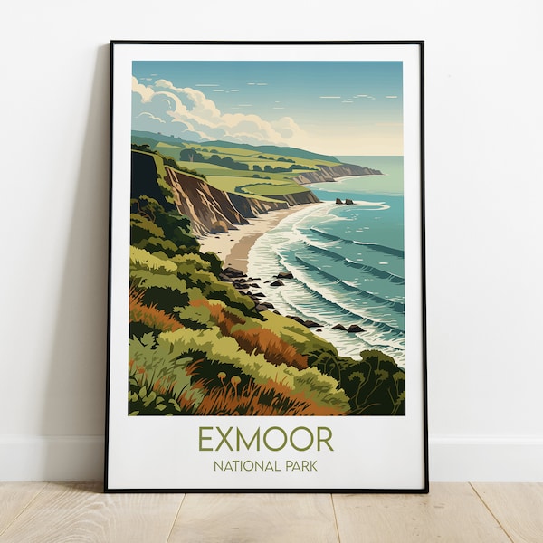 Exmoor National Park Travel Print - United Kingdom Poster - Custom Personalised Wedding Birthday Gift