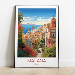 Impression de voyage Malaga - Poster Espagne - Cadeau d'anniversaire de mariage personnalisé