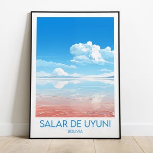 Uyuni Salt Flats Travel Print - Bolivia Poster - Custom Personalised Wedding Birthday Gift