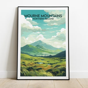 Mourne Mountains Travel Print - Northern Ireland Poster - Custom Personalised Wedding Birthday Gift