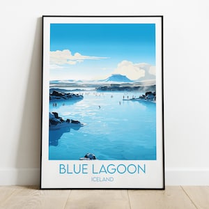 Blaue Lagune Reise - Island Poster - Individuell personalisiertes Hochzeit Geburtstagsgeschenk