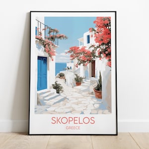 Skopelos Travel Print - Greece Poster - Custom Personalised Wedding Birthday Gift