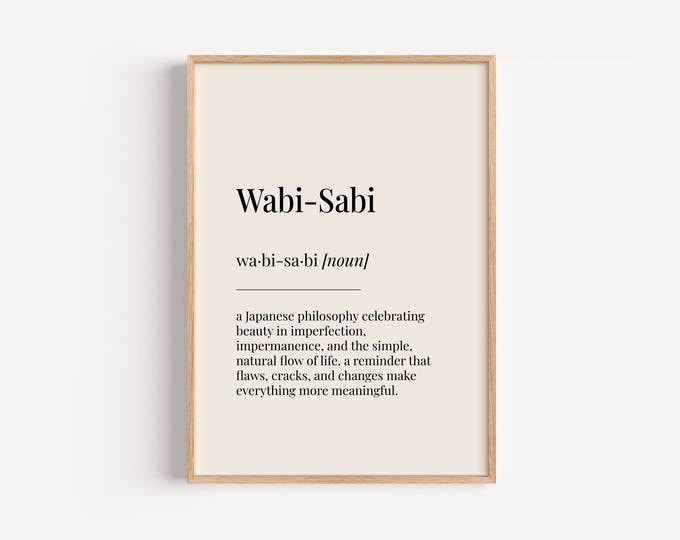 Wabi Sabi Definition Print - Dictionary Poster - Japanese Home Wall Art Funny Gift For Him Her