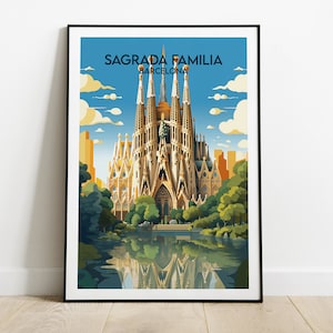 Sagrada Familia Barcelona Travel Print - Spain Poster - Custom Personalised Wedding Birthday Gift