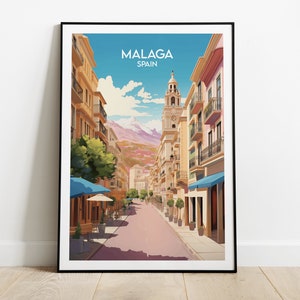 Impression de voyage Malaga - Poster Espagne - Cadeau d'anniversaire de mariage personnalisé