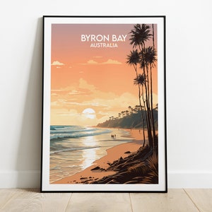Impression voyage Byron Bay - Poster Australie - Cadeau d'anniversaire de mariage personnalisé