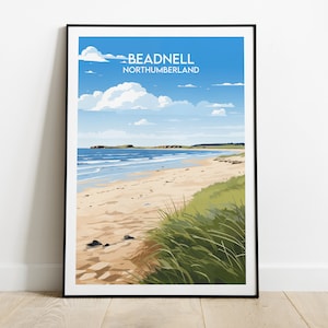 Beadnell Reise-Druck - Northumberland Poster - Individuell personalisiertes Hochzeits-Geburtstagsgeschenk