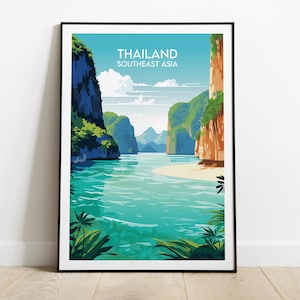 Thailand Travel Print - Southeast Asia Poster - Custom Personalised Wedding Birthday Gift