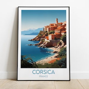 Corsica Travel Print - Francja Plakat - Spersonalizowany prezent ślubny na urodziny