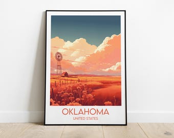 Oklahoma Travel Print - United States Poster - Custom Personalised Wedding Birthday Gift