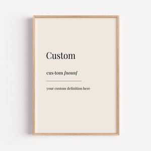 Custom Personalised Definition Print - Dictionary Poster - Kitchen Bedroom Office Wall Art Funny Gift For Him Her