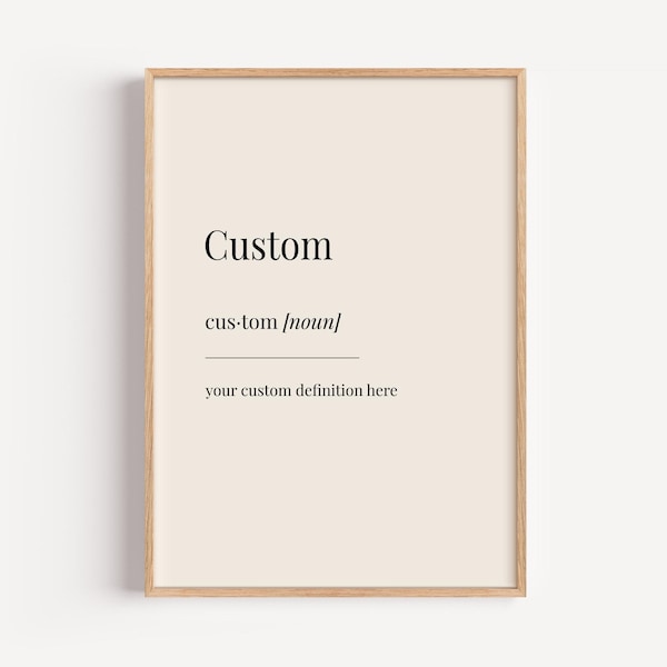 Impresión personalizada de definición - Póster de diccionario - Arte de pared para cocina, dormitorio, oficina, regalo divertido para él y ella