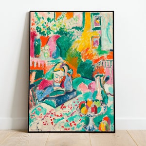 Matisse Mädchen beim Lesen Ausstellung Print Poster | A3-A4-A5 | Ultra hochwertige klassische Vintage Blumen Wohnkultur Wand Art Deco