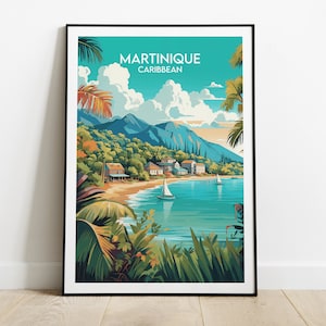 Impression voyage Martinique - Poster Caraïbes - Cadeau d'anniversaire de mariage personnalisé