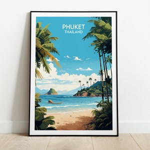 Phuket Travel Print - Thailand Poster - Custom Personalised Wedding Birthday Gift