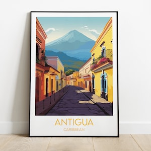 Impression de voyage Antigua - Poster Caraïbes - Cadeau d'anniversaire de mariage personnalisé