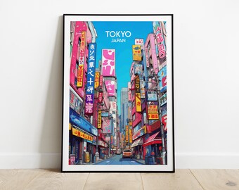 Tokyo Travel Print - Japan Poster - Custom Personalised Wedding Birthday Gift