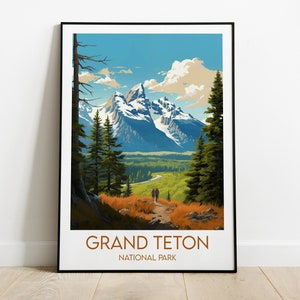 Grand Teton National Park Travel Print - United States Poster - Custom Personalised Wedding Birthday Gift