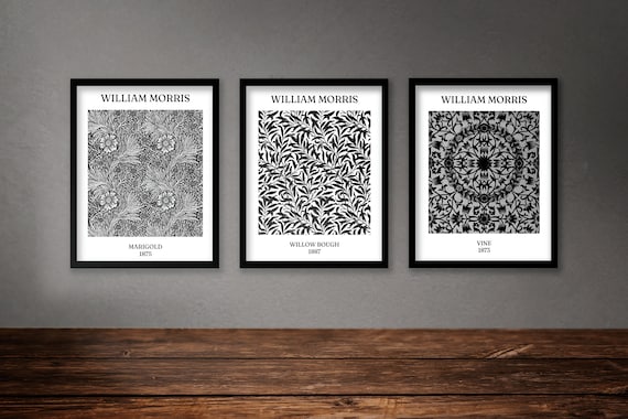 2体セットBlack morris White morris William Morris Black and White Exhibition Print Collection | 3x A3