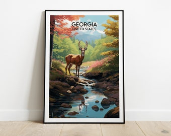 Georgia Travel Print - United States Poster - Custom Personalised Wedding Birthday Gift