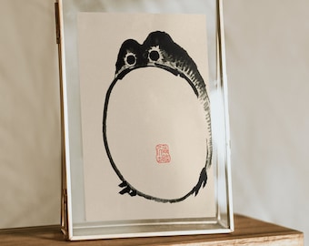 Japanese Frog Wabi Sabi Print | A3 A4 A5 | Japanese Vintage