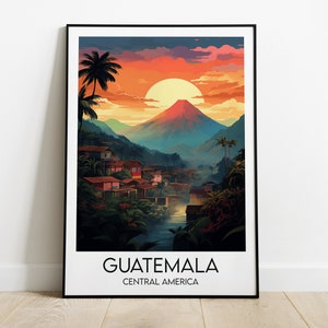 Impression voyage Guatemala - Poster Amérique centrale - Cadeau d'anniversaire de mariage personnalisé