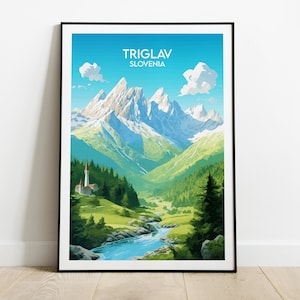 Triglav Travel Print - Slovenia Poster - Custom Personalised Wedding Birthday Gift