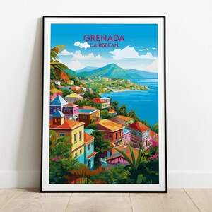 Impression de voyage Grenade - affiche des Caraïbes - cadeau d'anniversaire de mariage personnalisé