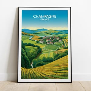 Champagne Vineyards Travel Print - France Poster - Custom Personalised Wedding Birthday Gift