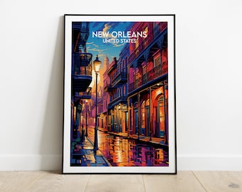 New Orleans Louisiana Travel Print - United States Poster - Custom Personalised Wedding Birthday Gift