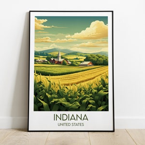 Indiana Travel Print - United States Poster - Custom Personalised Wedding Birthday Gift