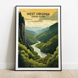West Virginia Reisedruck - USA Poster - Individuell personalisiertes Hochzeit Geburtstagsgeschenk