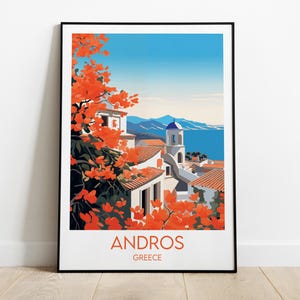 Andros Reise Print - Griechenland Poster - Individuell personalisiertes Hochzeit Geburtstagsgeschenk