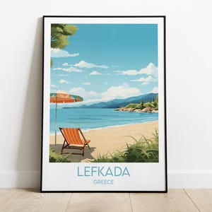 Lefkada Travel Print - Greece Poster - Custom Personalised Wedding Birthday Gift