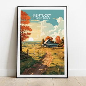 Stampa di viaggio del Kentucky - Poster degli Stati Uniti - Regalo di compleanno personalizzato per matrimonio