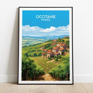Occitanie Travel Print - France Poster - Custom Personalised Wedding Birthday Gift