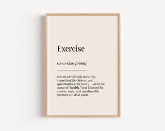 Übung Definition Druck - Wörterbuch Poster - Zuhause Fitnessstudio Büro Wandkunst lustiges Geschenk für Ihn Sie