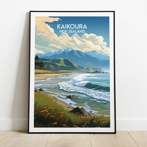 Kaikoura Travel Print - New Zealand Poster - Custom Personalised Wedding Birthday Gift