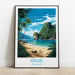 Krabi Travel Print - Thailand Poster - Custom Personalised Wedding Birthday Gift