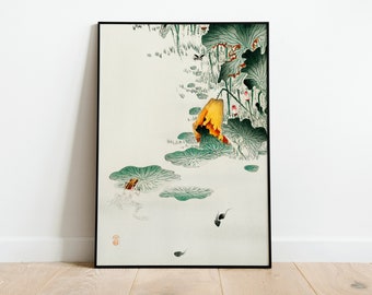 Japanese Tadpole Frogs Print Wall Art Poster | A3 A4 A5 | Classic Home Decor Art Deco Giclee Woodblock Illustration