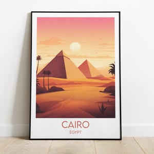 Cairo Travel Print - Egypt Pyramids Poster - Custom Personalised Wedding Birthday Gift