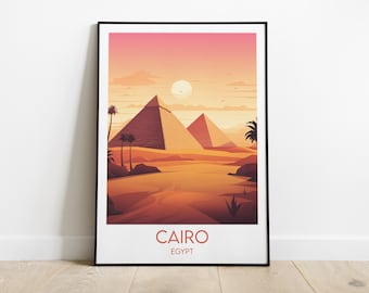 Cairo Travel Print - Egypt Pyramids Poster - Custom Personalised Wedding Birthday Gift