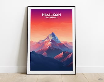 Himalayan Mountains Travel Print - Nepal Poster - Custom Personalised Wedding Birthday Gift