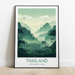 Thailand Travel Print - Southeast Asia Poster - Custom Personalised Wedding Birthday Gift