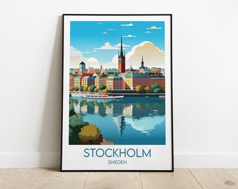 Stockholm Travel Print - Sweden Poster - Custom Personalised Wedding Birthday Gift