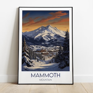 Mammoth Mountain Ski Travel Print - California Poster - Custom Personalised Wedding Birthday Gift