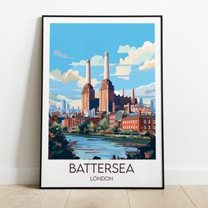 Battersea Reise-Druck - London Poster - Individuell personalisiertes Hochzeit Geburtstagsgeschenk